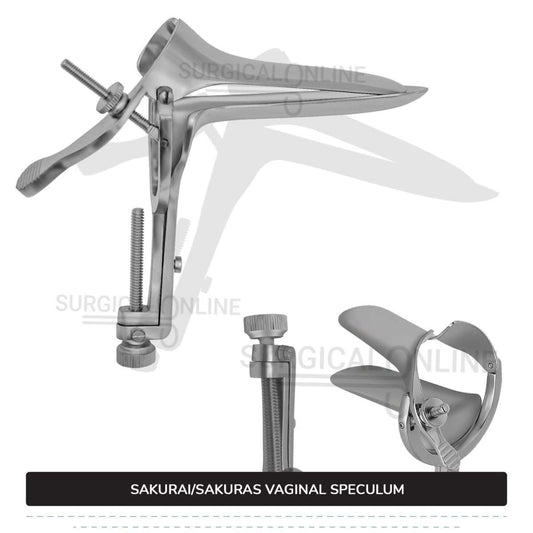 Sakurai Vaginal Speculum Medium with 2 Opposite Sides Screws Surgical OB/GYN Instruments
