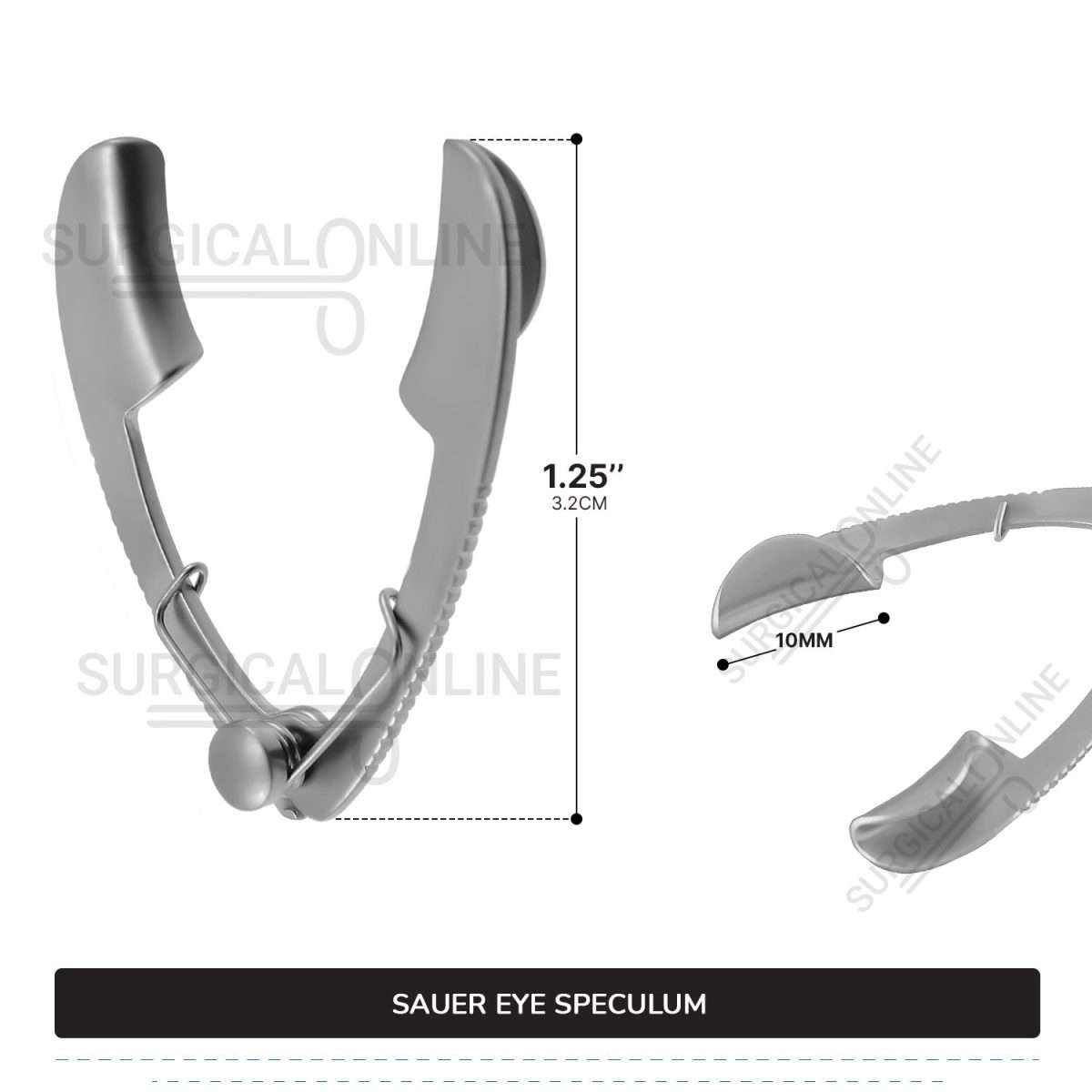 Sauer Eye Speculum Infant 1 1/4" (3.2cm) With Solid Blades 10mm x 3mm Ophthalmic Surgical Instruments