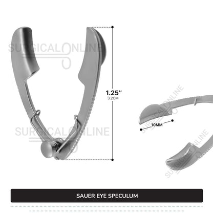 Sauer Eye Speculum Infant 1 1/4" (3.2cm) With Solid Blades 10mm x 3mm Ophthalmic Surgical Instruments