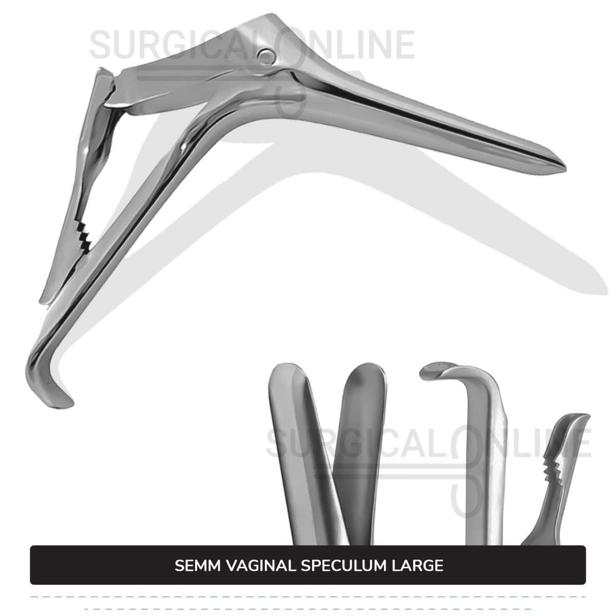 Semm Vaginal Speculum Large, 4" (10 cm) X 1" (2.5 cm) Blades with Self-Retaining 4-Step Locking Handle