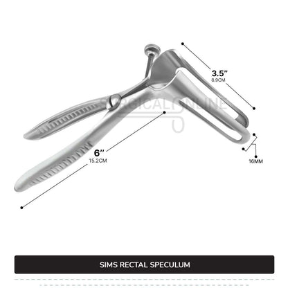 Sims Rectal Speculum, 6" (15.2 cm) Long, With Set Screw, Fenestrated Blades, 3 1/2" (8.9 cm) Long, 5/8" (1.6 cm) Wide