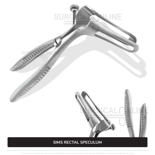 Sims Rectal Speculum, 6" (15.2 cm) Long, With Set Screw, Fenestrated Blades, 3 1/2" (8.9 cm) Long, 5/8" (1.6 cm) Wide