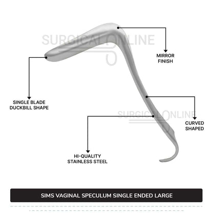 Sims Vaginal Speculum Large 1 1/2″ (3.8 cm) x 3 1/2″ (8.9 cm) Single-Ended OB/GYN Instruments