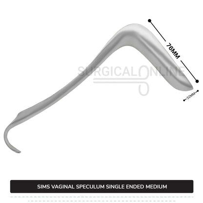 Sims Vaginal Speculum Medium 1 1/4" (3.2 cm) x 3" (7.6 cm) Single-Ended OB/GYN Instruments