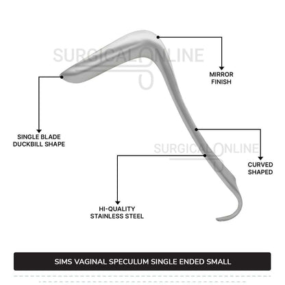 Sims Vaginal Speculum Small 1 1/16" (2.7 cm) x 2 1/2" (6.4 cm) Single-Ended OB/GYN Instruments