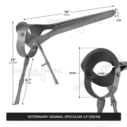 Veterinary Vaginal Speculum 14" (35cm) Two Blades with 6.7" (17cm) Long Handle Ranch Farm Equine Instruments
