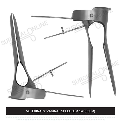 Veterinary Vaginal Speculum 14" (35cm) Two Blades with 6.7" (17cm) Long Handle Ranch Farm Equine Instruments