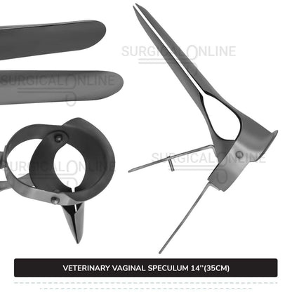 Veterinary Vaginal Speculum 14" (35cm) Two Blades with 6.7" (17cm) Long Handle Ranch Farm Equine Instruments