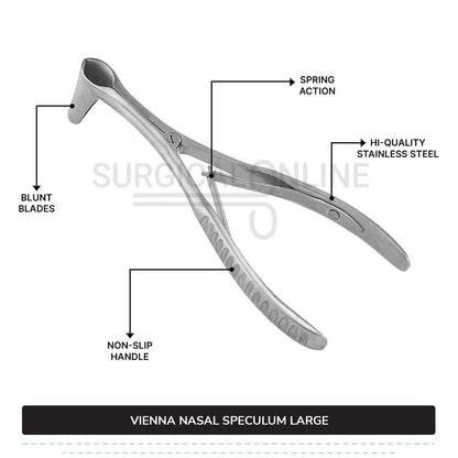 Vienna Nasal Speculum Large ( Adult), 5.75" (14.6 cm) Diagnostic ENT Surgical